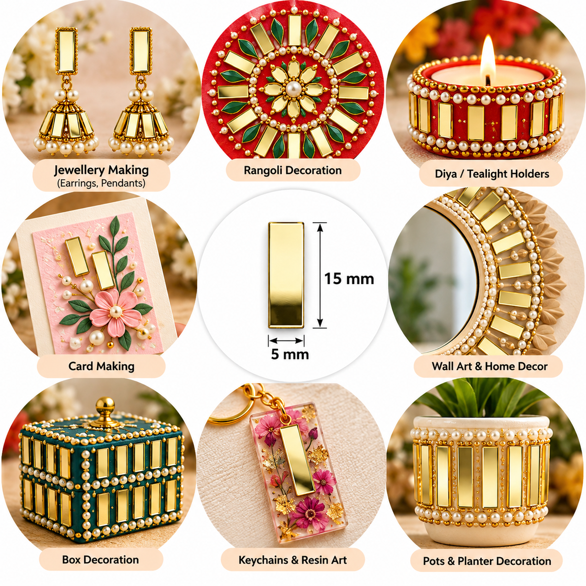 Golden Mirrorr- Rectangle- 15MM