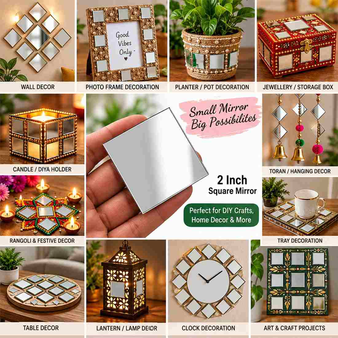 Glass Mirror- Square- 2INCH