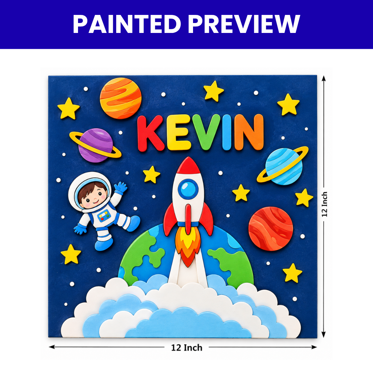Kids Nameplate- Space Theme Square