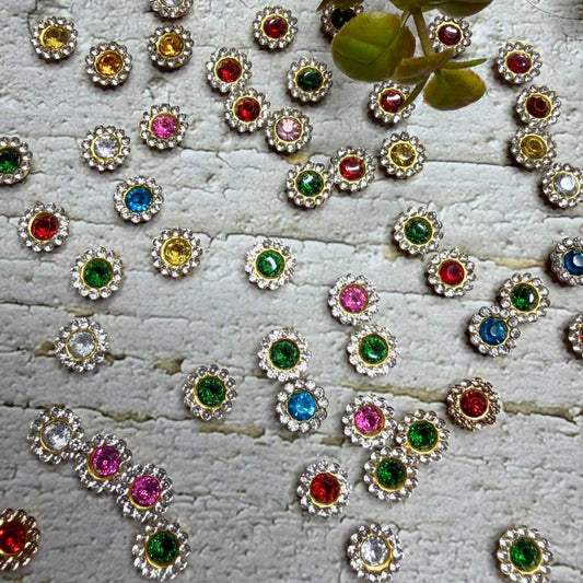 Multicolor Flower-Shaped Rhinestone Beads