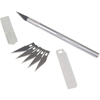 Precision Knife Art Hobby Knife Set for Crafts and Scrapbooking (Silver)