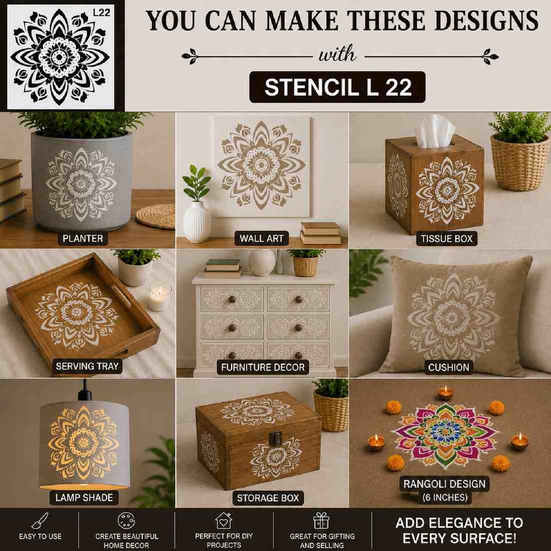 Craft Stencil 6x6 inch-L22