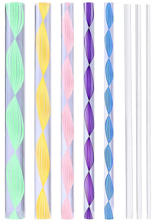 Mandala Tool Art Tool Set of 8 PCS Colorful Acrylic Flat Head Twisted Stick/Rod in Assorted Sizes for Nail Art, Dot Painting, DIY Kit