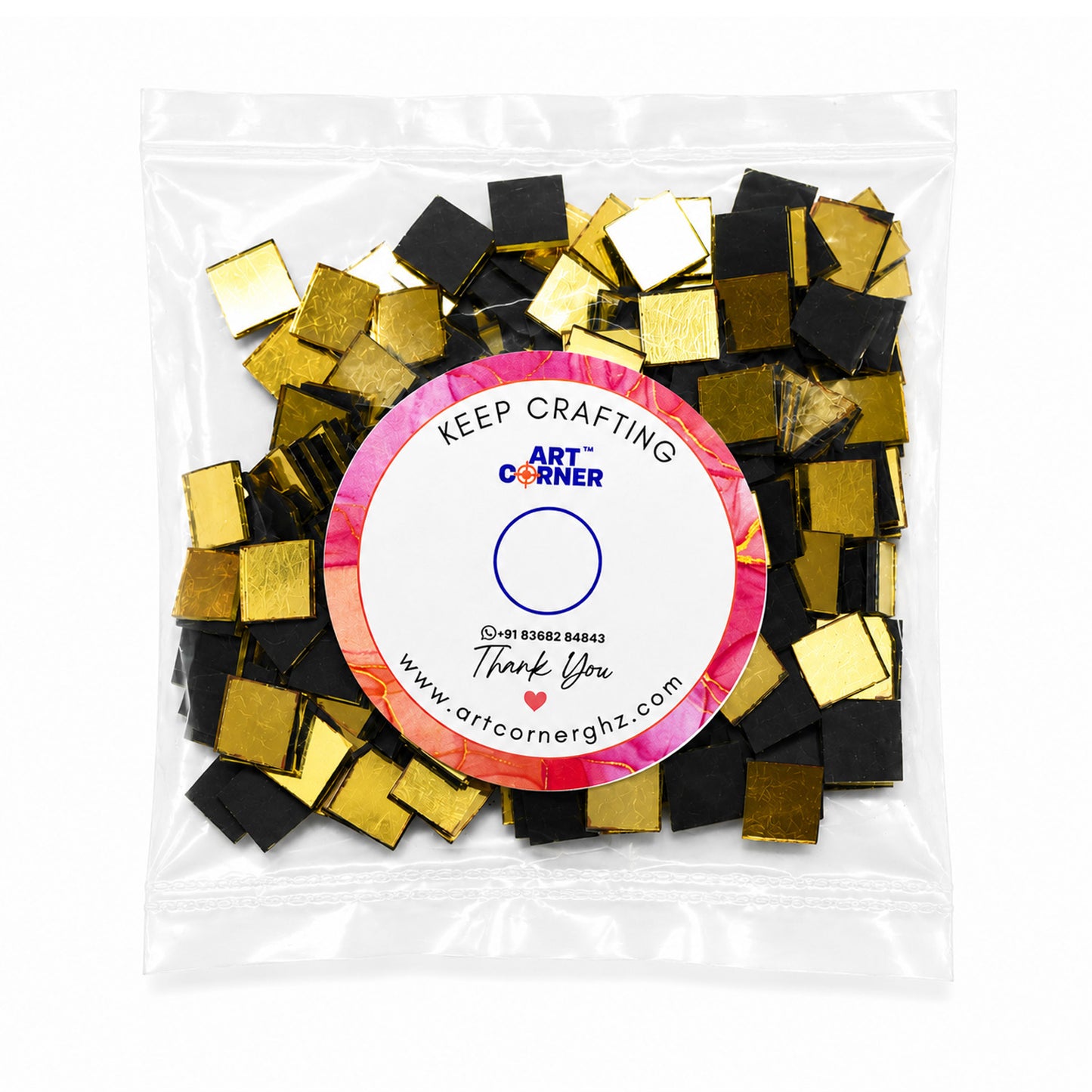 Glass Mirror- Square- Golden- 8MM