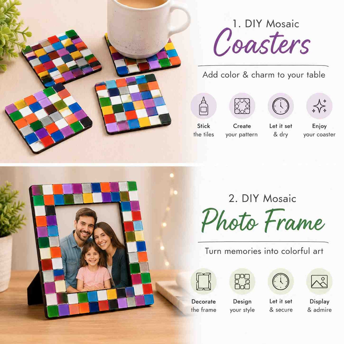 Mix Color Glass Mirror-Square- 12MM