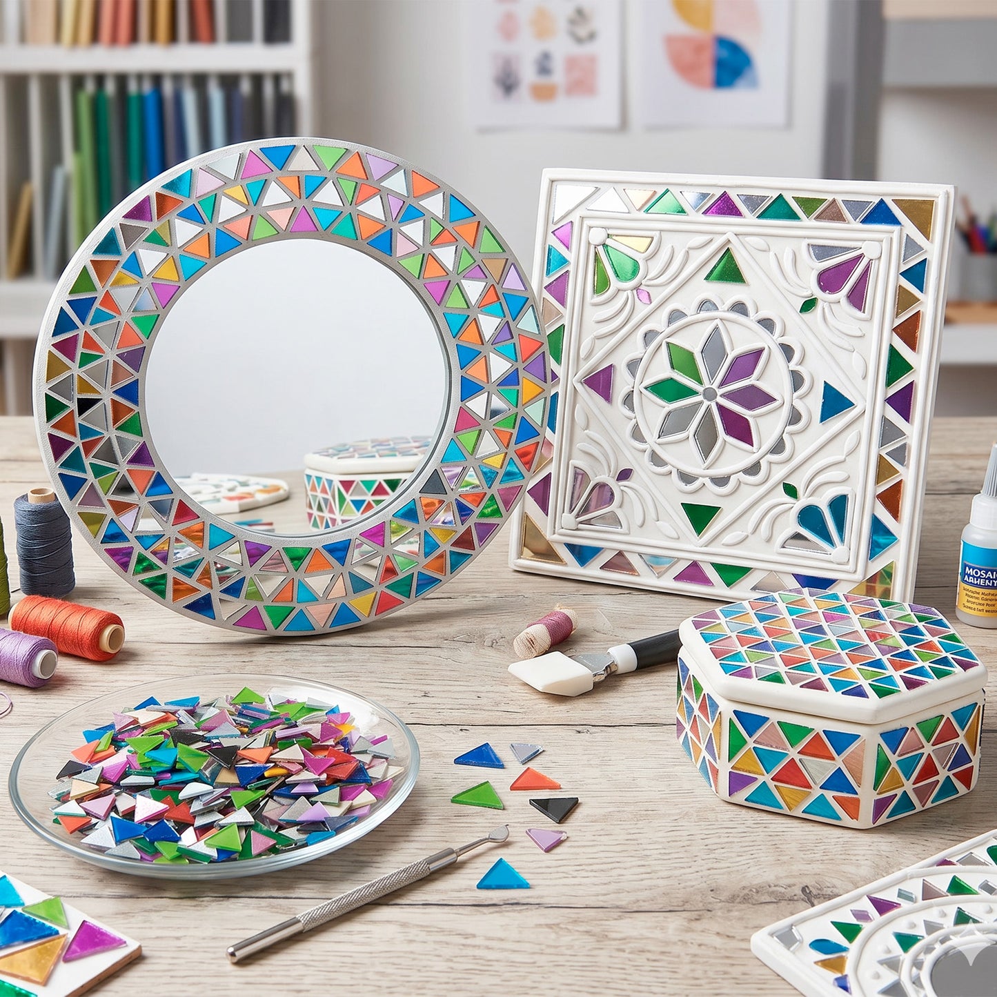 Mix Color Glass Mirror-Triangle- 13MM