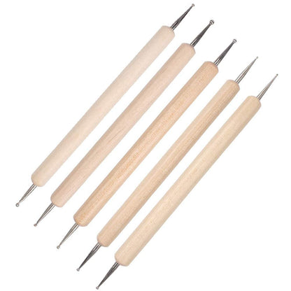 5pcs Wooden Dotting Tool Set for Clay Pottery Ceramic Nail Art DIY