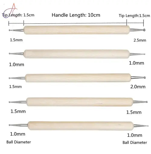 5pcs Wooden Dotting Tool Set for Clay Pottery Ceramic Nail Art DIY
