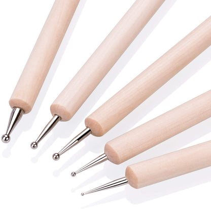 5pcs Wooden Dotting Tool Set for Clay Pottery Ceramic Nail Art DIY