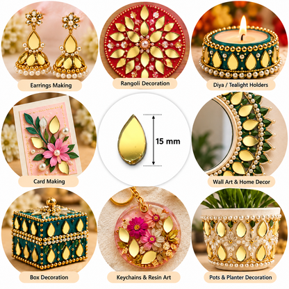 Golden Glass Mirror- Tear Drop- 15MM