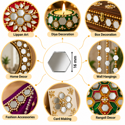 Glass Mirror- Hexa- 16mm