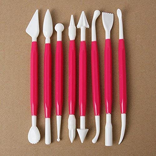 8 pcs plastic double headed and different shaped clay tools Multicolor