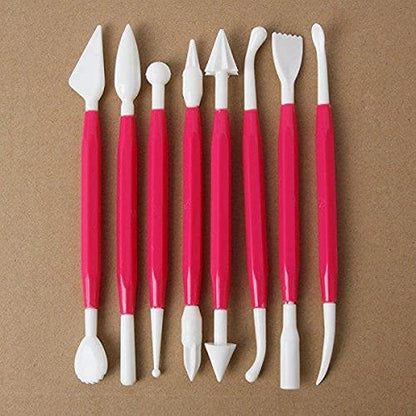 8 pcs plastic double headed and different shaped clay tools Multicolor