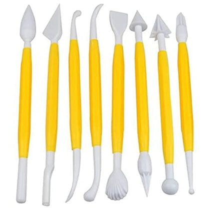 8 pcs plastic double headed and different shaped clay tools Multicolor