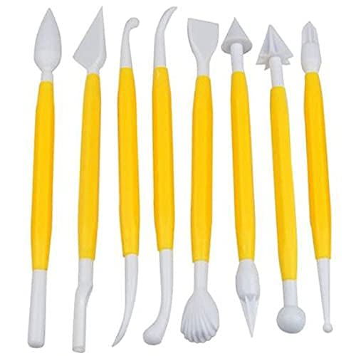 8 pcs plastic double headed and different shaped clay tools Multicolor