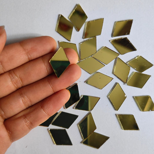 Glass Mirror- Diamond- Golden- 13MM