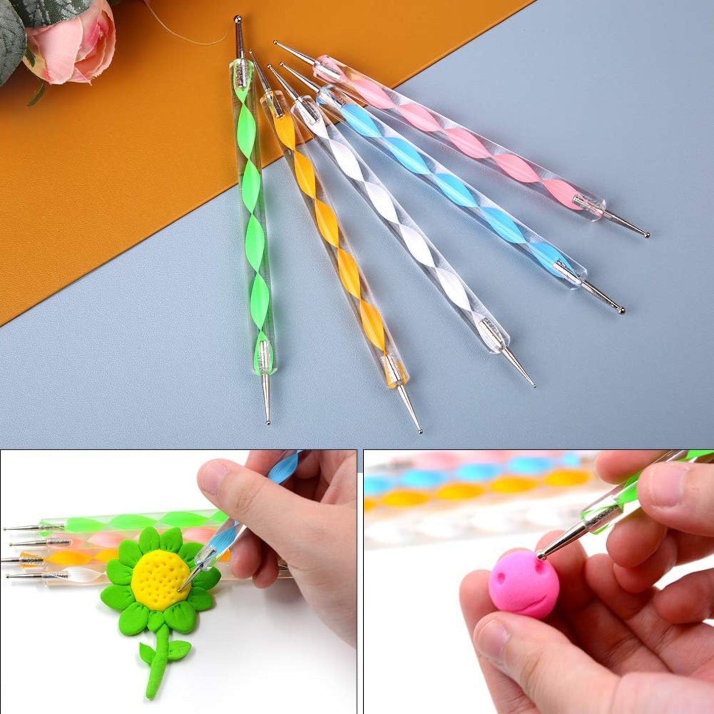 5pcs Acrylic Dotting Tool Set for Clay Pottery Ceramic Nail Art DIY