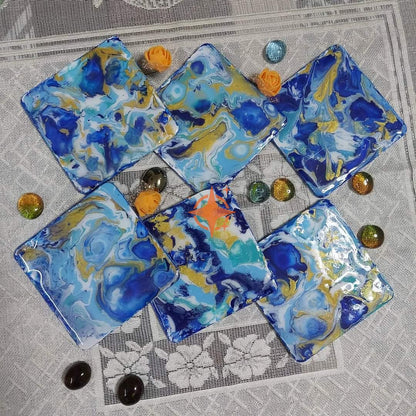 Square Coaster- 4 Inches- Pack of 6 Pcs- Design-2