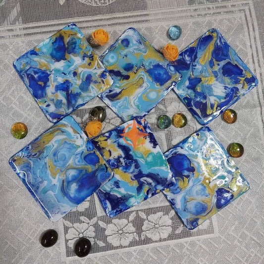 Square Coaster- 4 Inches- Pack of 6 Pcs- Design-2