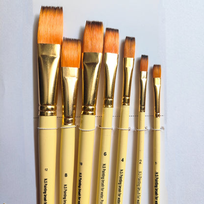Flat Painting Brushes Set of 7