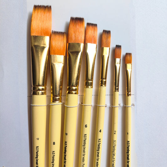 Flat Painting Brushes Set of 7