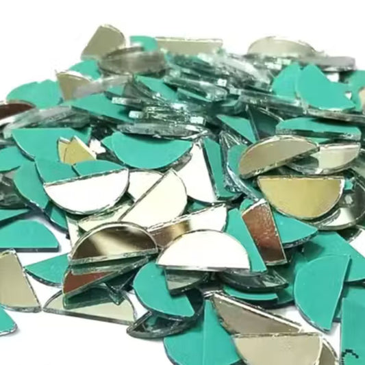 Glass Mirror- Half Circle- 14mm Diameter