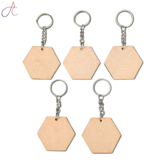 MDF Keychain Base Hexagon Set of 5