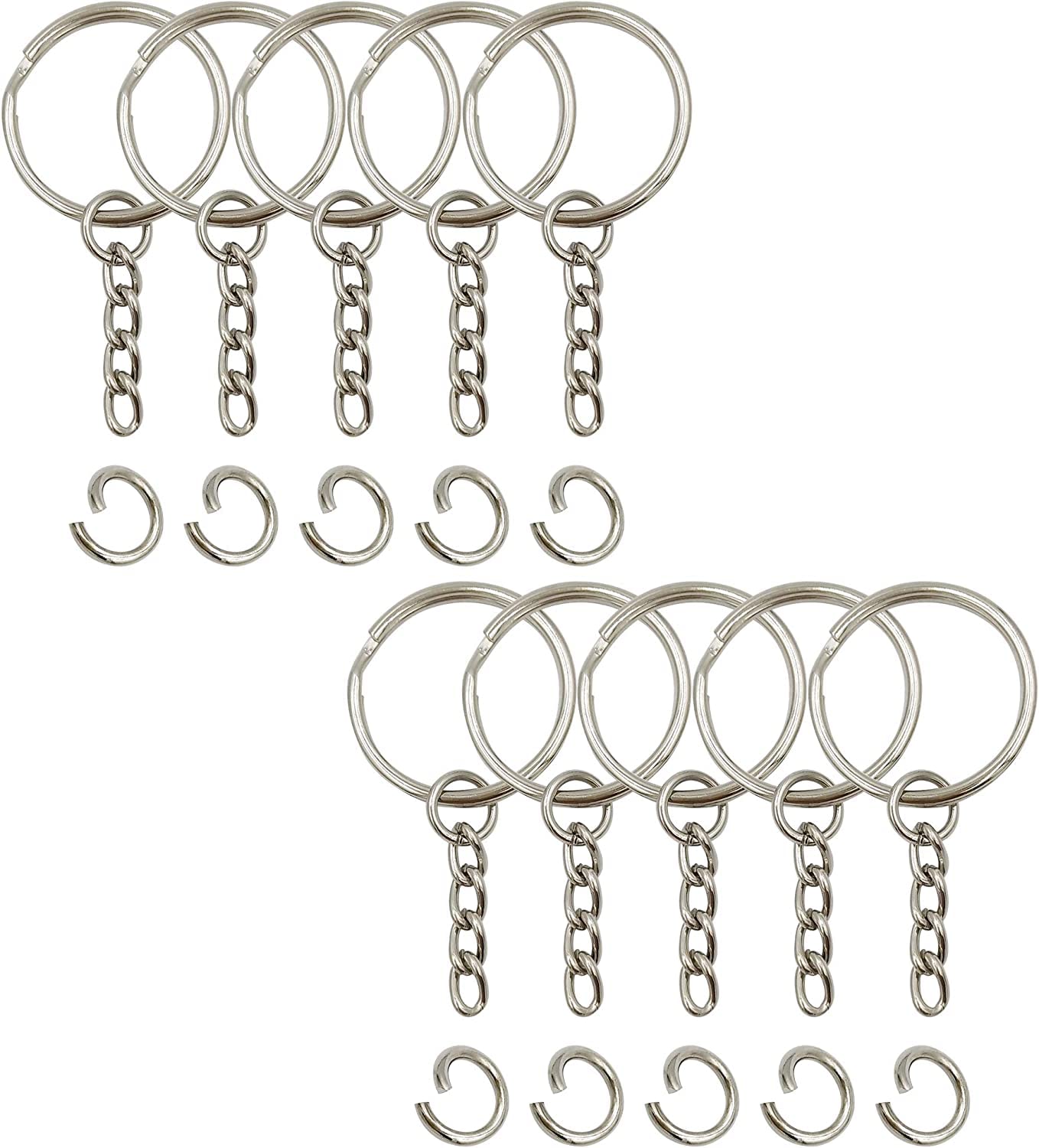 Key Ring with Chain and Open Jump Rings