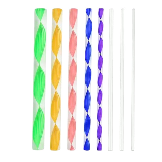 Mandala Tool Art Tool Set of 8 PCS Colorful Acrylic Flat Head Twisted Stick/Rod in Assorted Sizes for Nail Art, Dot Painting, DIY Kit