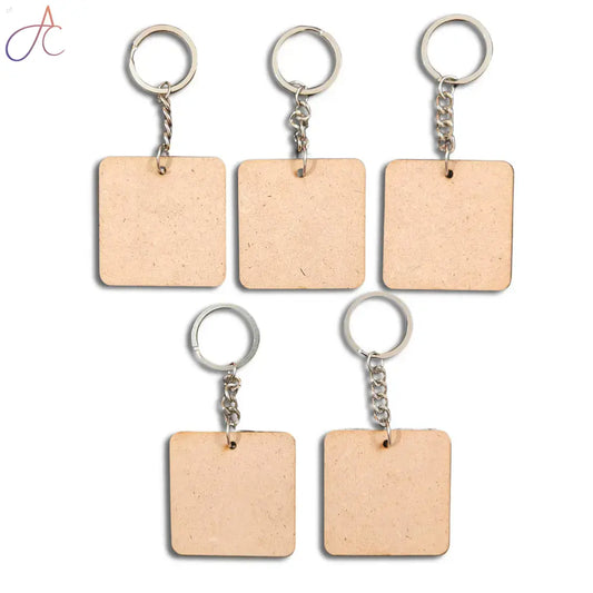 MDF Keychain Base Square Set of 5