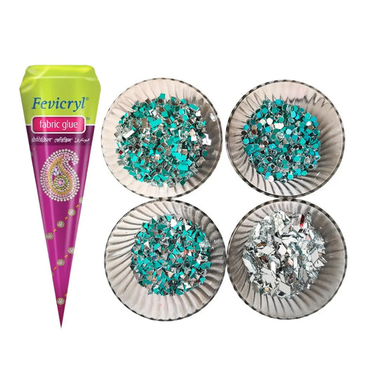 3,350-Pieces Glass Mirror Set with Free Glue for Lippan & DIY Crafts-(Mirror Kit-03)