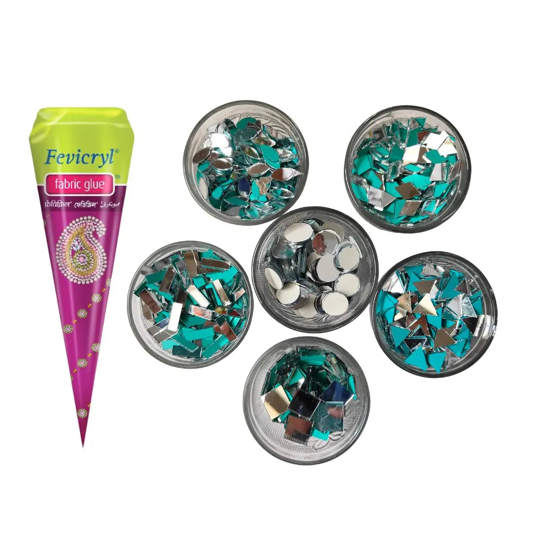 1200-Pieces Glass Mirror Set with Free Glue for Lippan & DIY Crafts (Mirror Kit-04)