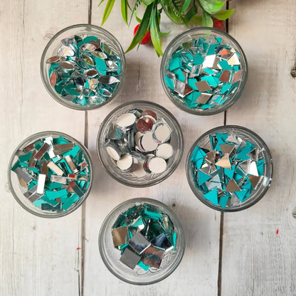 1200-Pieces Glass Mirror Set with Free Glue for Lippan & DIY Crafts (Mirror Kit-04)