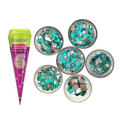 1950-Pieces Glass Mirror Set with Free Glue for Lippan & DIY Crafts (Mirror Kit-05)