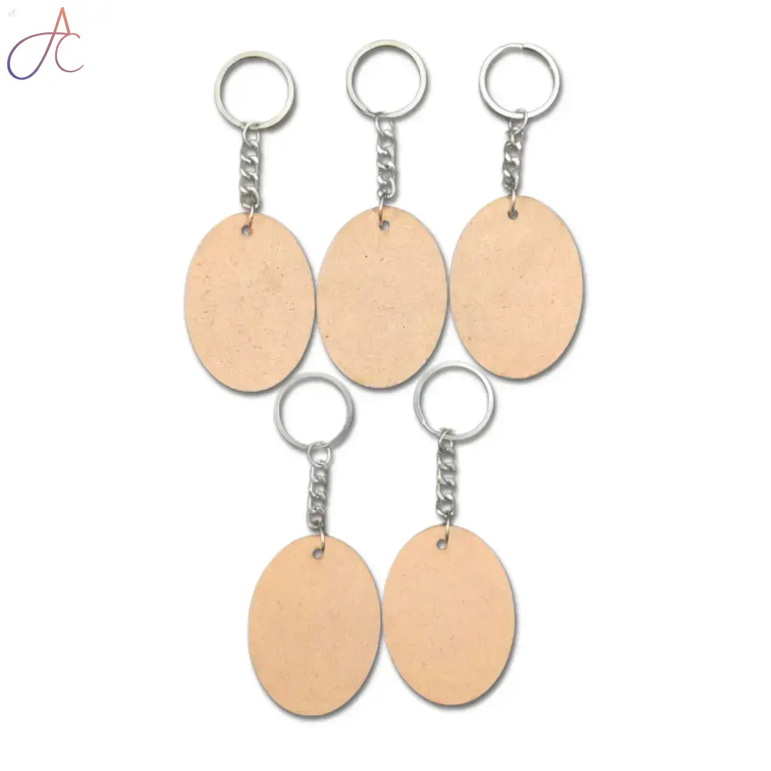 MDF Keychain Base Oval Set of 5