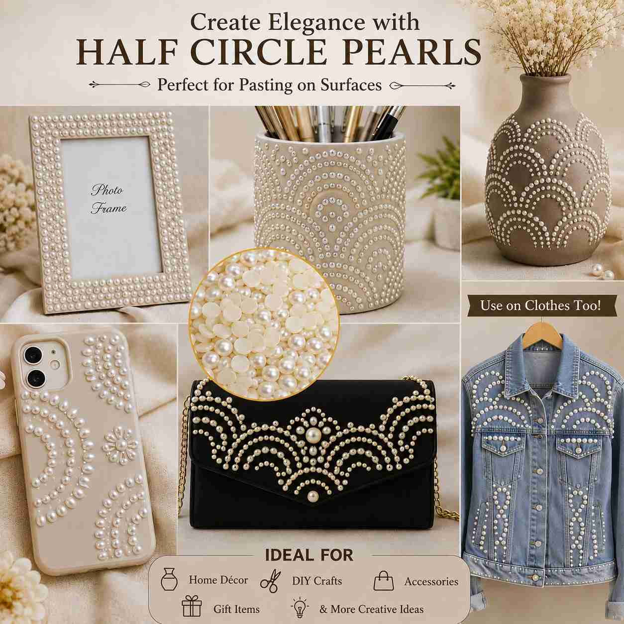 Half Round Pearl Beads