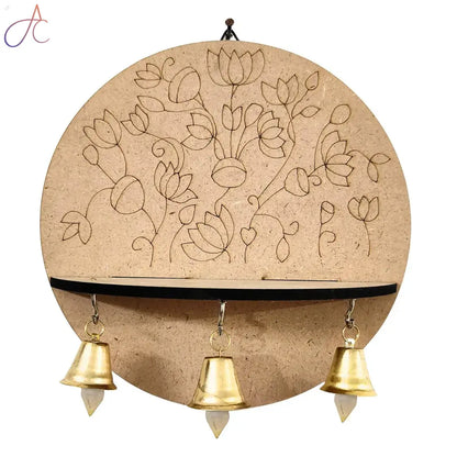 Premarked Wall Mount Base Pichwai Lotus design with bells
