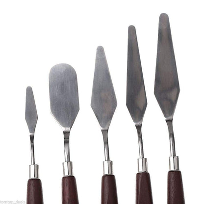 Set of 5 Painting Knives of Various Sizes, Brown