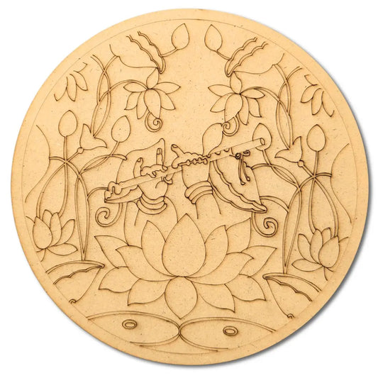 Pre-Marked Krishna Hand Flute with Lotus