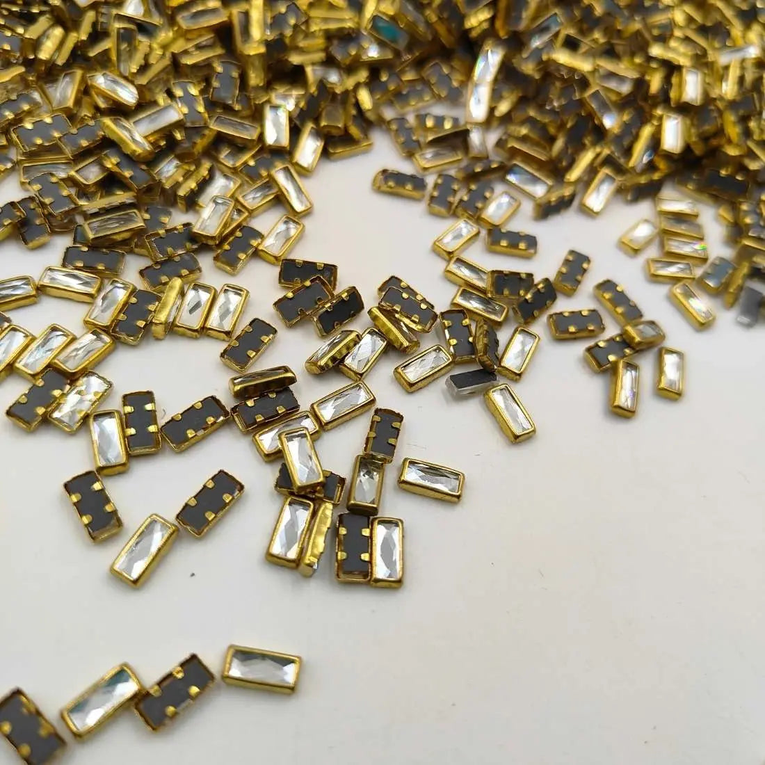 Rectangular Kundan Mirror Stones - 8x3mm