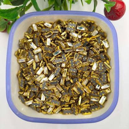 Rectangular Kundan Mirror Stones - 8x3mm