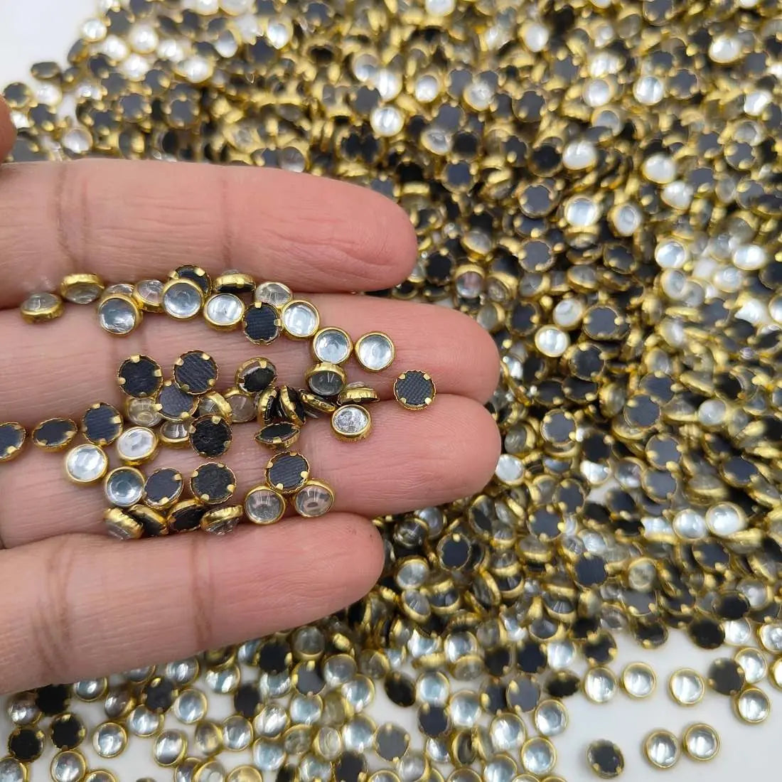 Round Kundan Mirror Stones