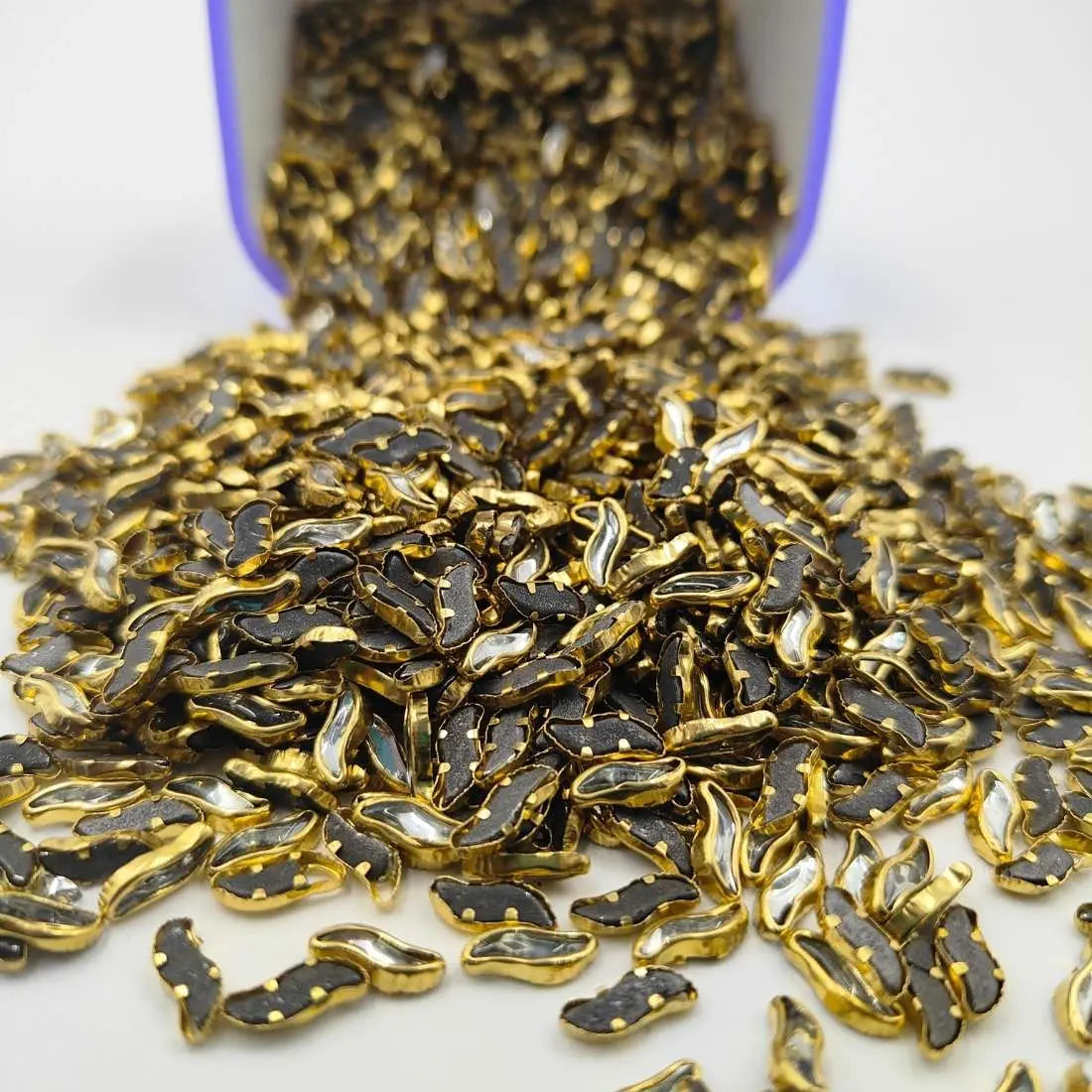 S- Shape Kundan Mirror Stones - 12x5mm