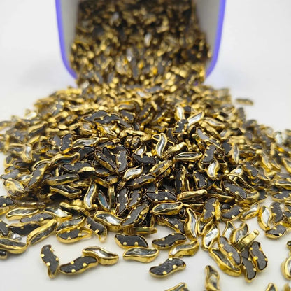 S- Shape Kundan Mirror Stones - 12x5mm