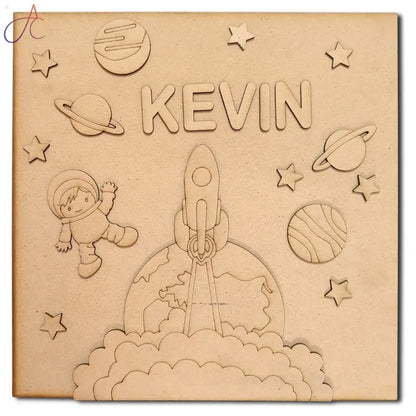 Kids Nameplate- Space Theme Square