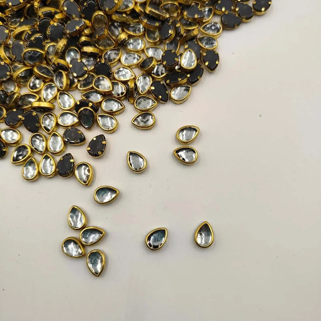 Tear Drop Kundan Mirror Stones