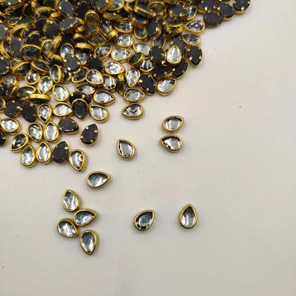Tear Drop Kundan Mirror Stones