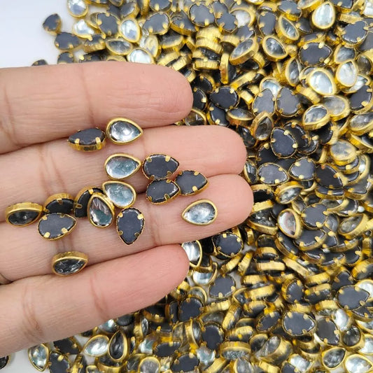 Tear Drop Kundan Mirror Stones