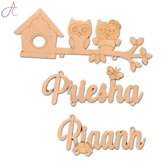 Kids Nameplate- Twin Owl Theme