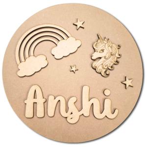 Kids Nameplate- Unicorn Theme Design-2